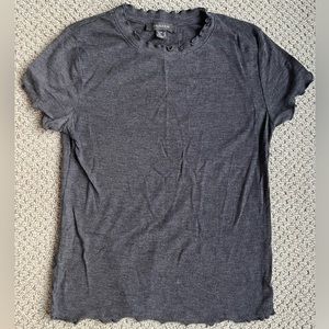 Curly Edges Ribbed Basic Tee Grey